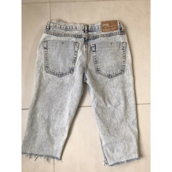 One Teaspoon Distressed Awesome Baggy Cut Off Denim Jeans FLAW - Picture 7 of 11